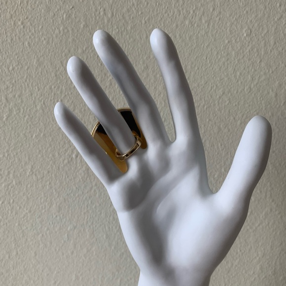 HOUSE of HARLOW 1960 gold sunburst abalone boho statement ring 5 6 - Picture 4 of 5